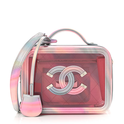 Chanel PVC Patent Calfskin Patent Lambskin Small CC Vanity Case Pink 10 of 31