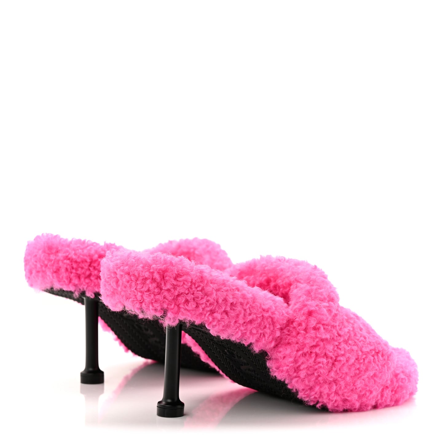 Faux Shearling Political Campaign Logo 80mm Sandals 37 Pink White Blue