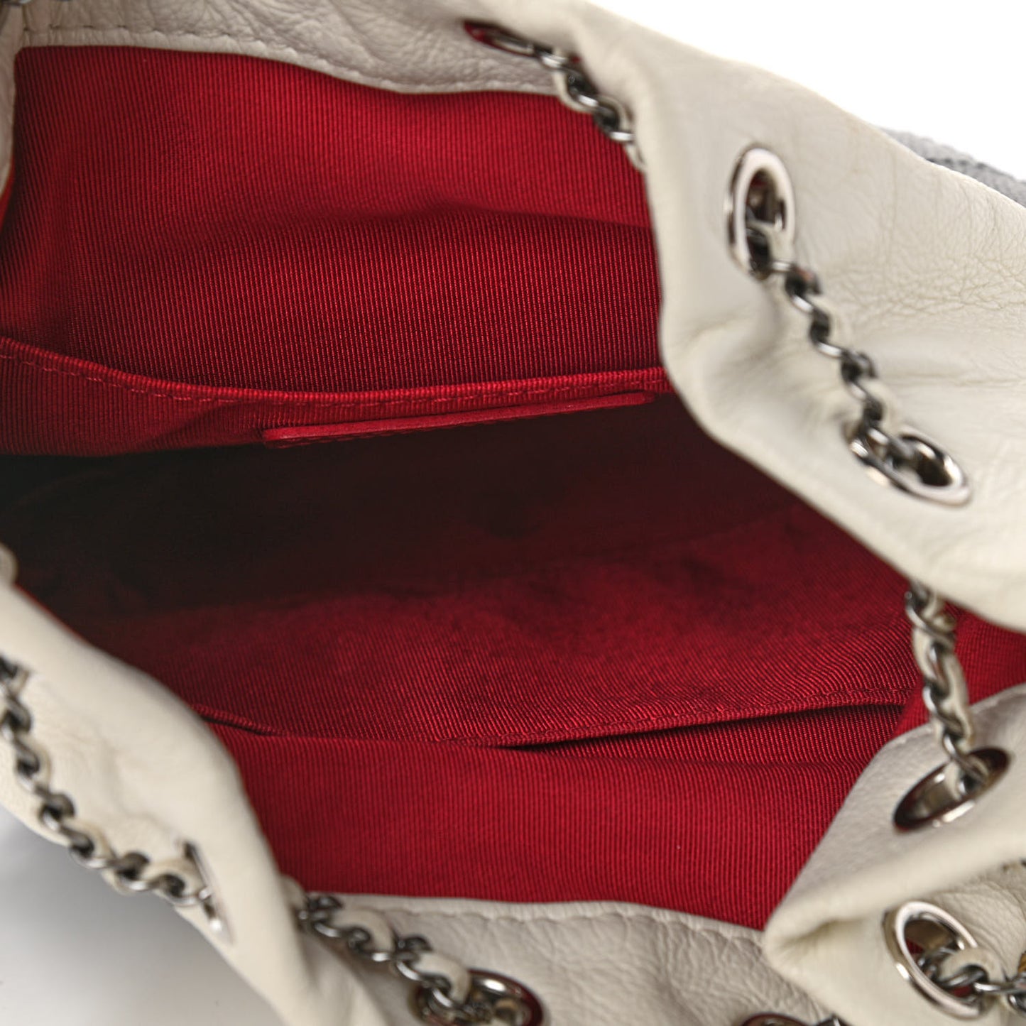 Aged Calfskin Quilted Small Gabrielle Bucket White Black