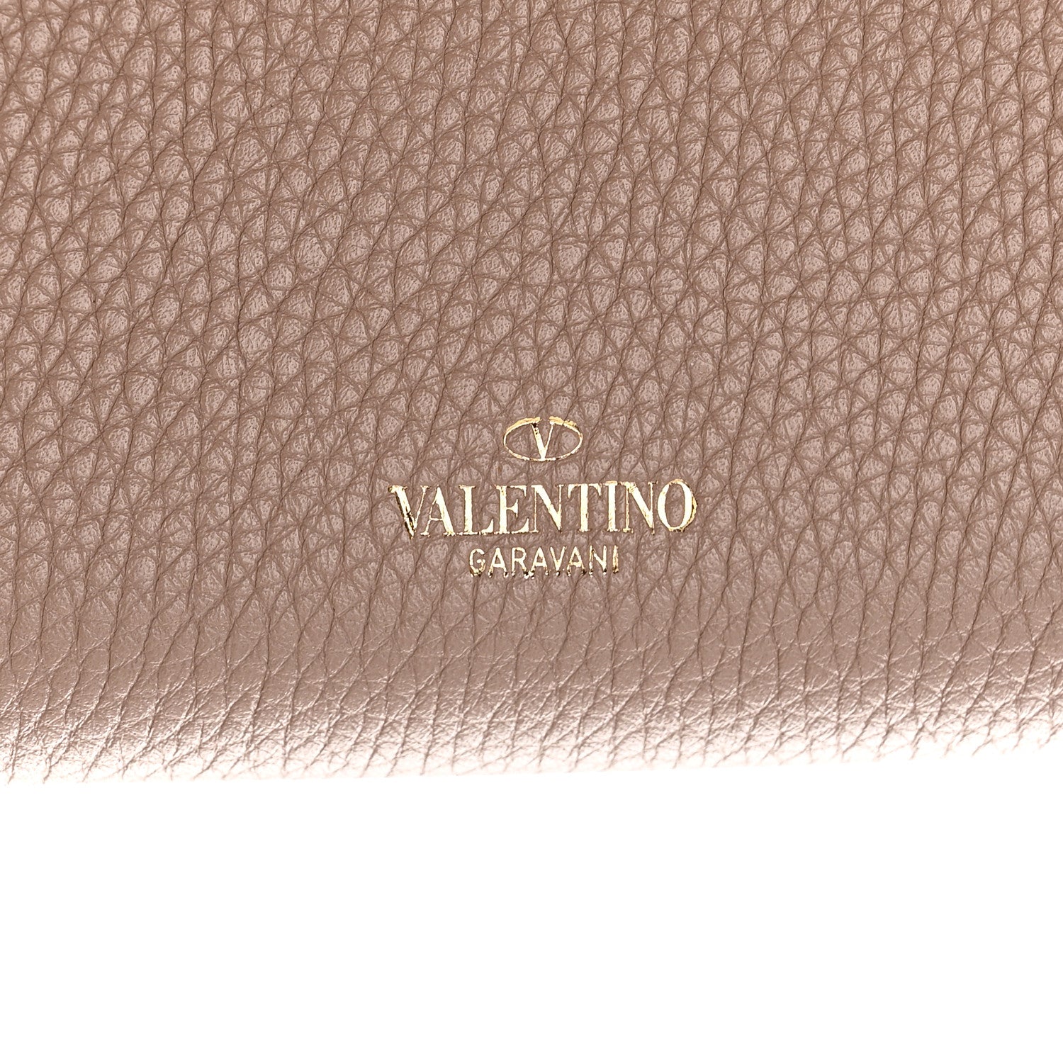 Valentino Garavani Pebbled Calfskin Rockstud Flip Lock Wallet On Chain Poudre 7 of 10