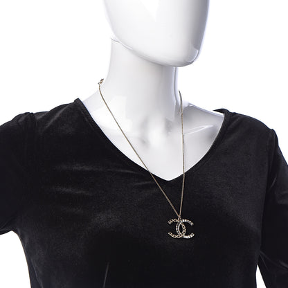 Chanel Baguette Crystal Quilted CC Pendant Necklace Gold 2 of 6