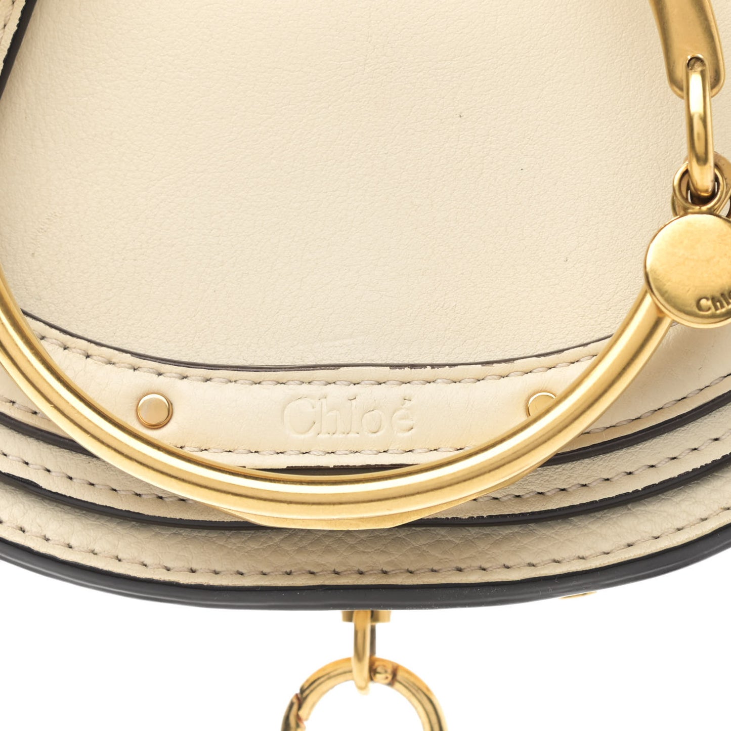 Calfskin Small Nile Bracelet Minaudiere Bag Off White