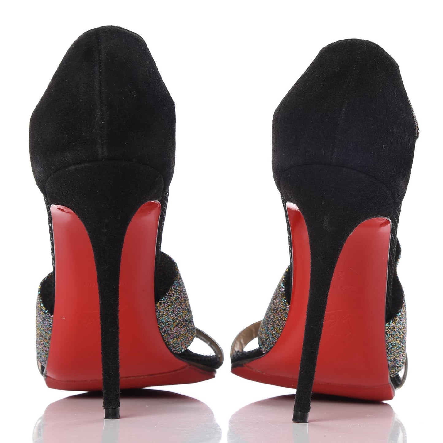 Specchio Suede Calfskin Elastagram 100 Sandals 38 Black Multi