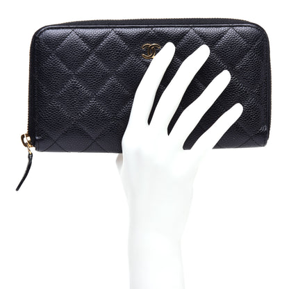 Chanel Caviar Quilted Large Zip Around Wallet Black 2 of 9