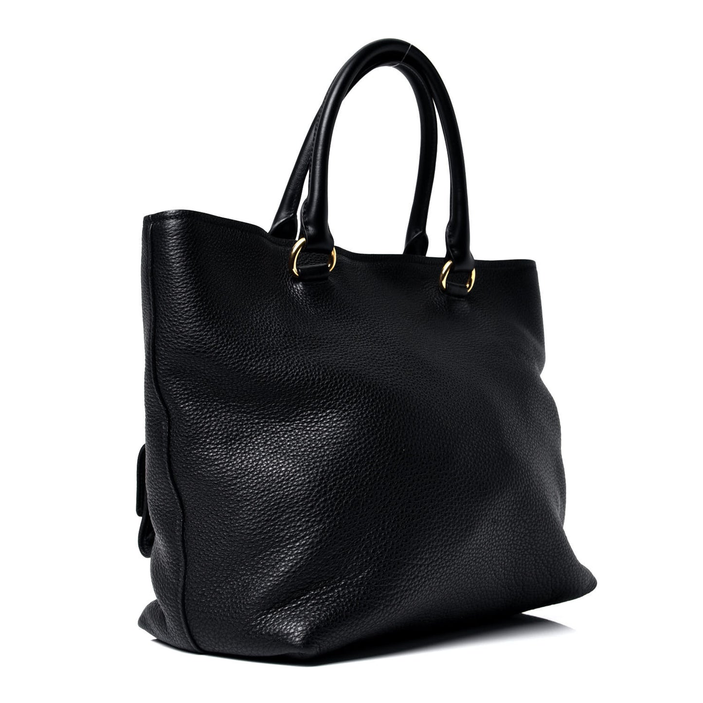 Vitello Daino Pocket Shopping Tote Black