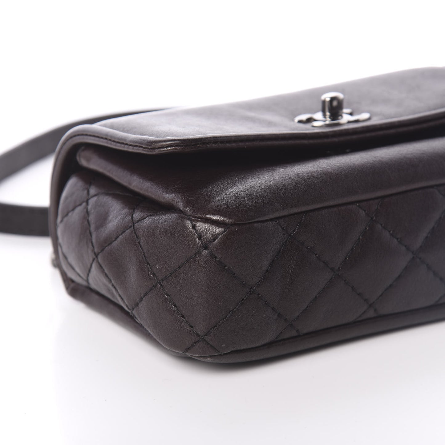 Calfskin Mini Flap Bag Dark Brown