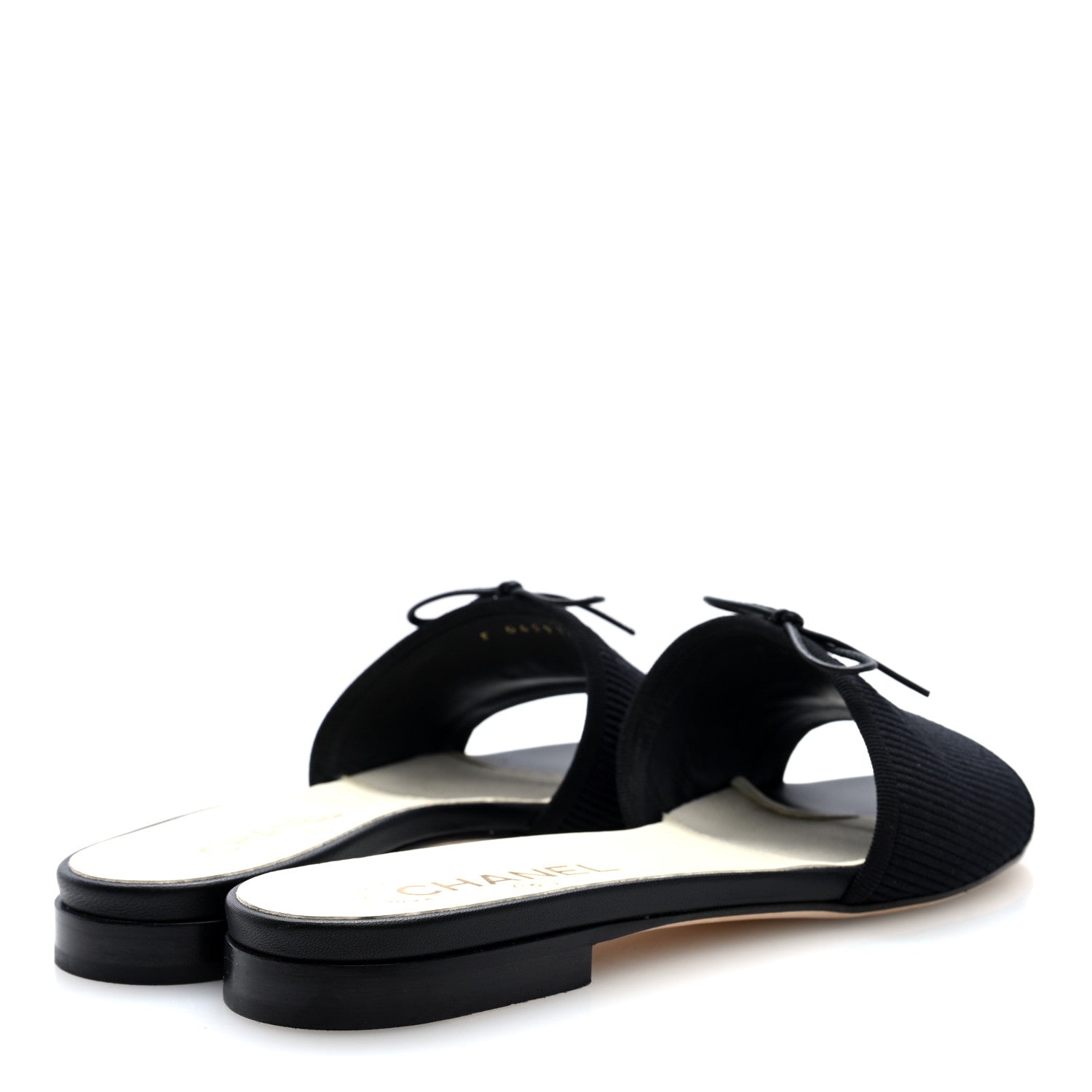 Chanel Fabric Embroidered CC Bow Mules 38 Black 4 of 8
