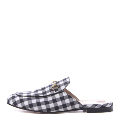 Gucci Cotton Gingham Womens Princetown Slippers 40.5 Black 1 of 11