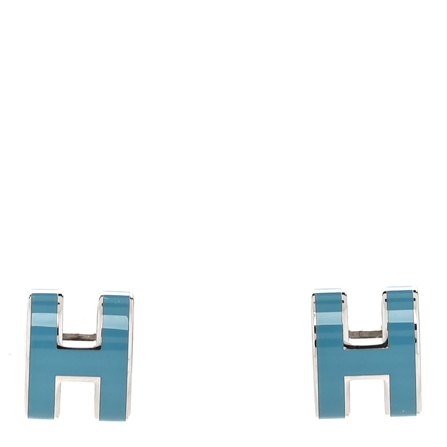 Palladium Lacquered Mini Pop H Earrings Bleu Jean