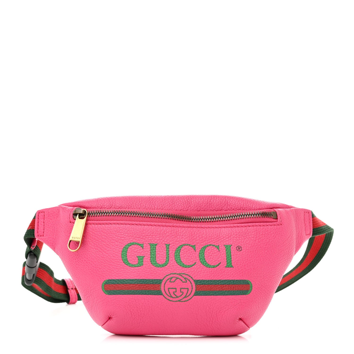 Gucci Grained Calfskin Small Logo Belt Bag Box Pink Green 1 of 10