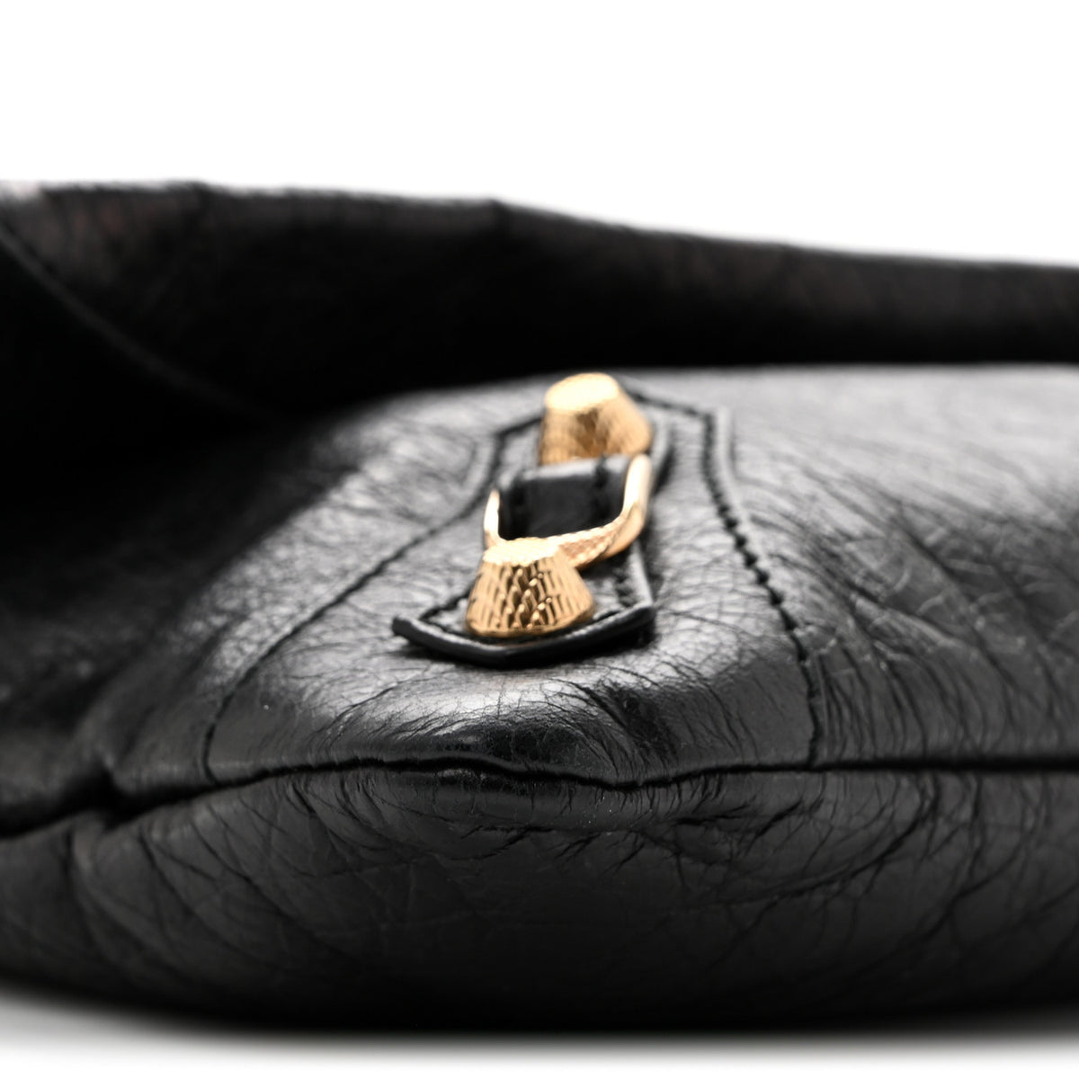 Balenciaga Agneau Giant 12 Gold Hardware Envelope Strap Clutch Black 10 of 16