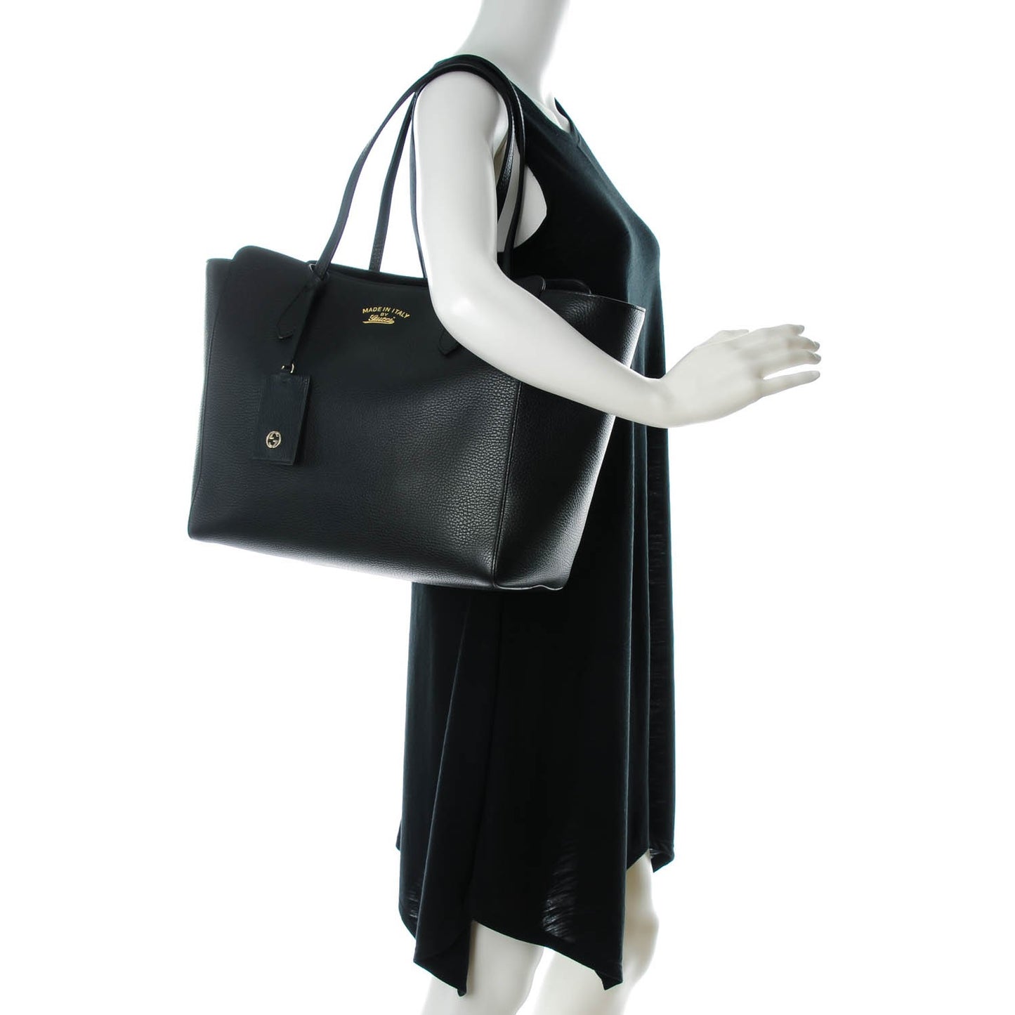 Dollar Calfskin Medium Swing Tote Black