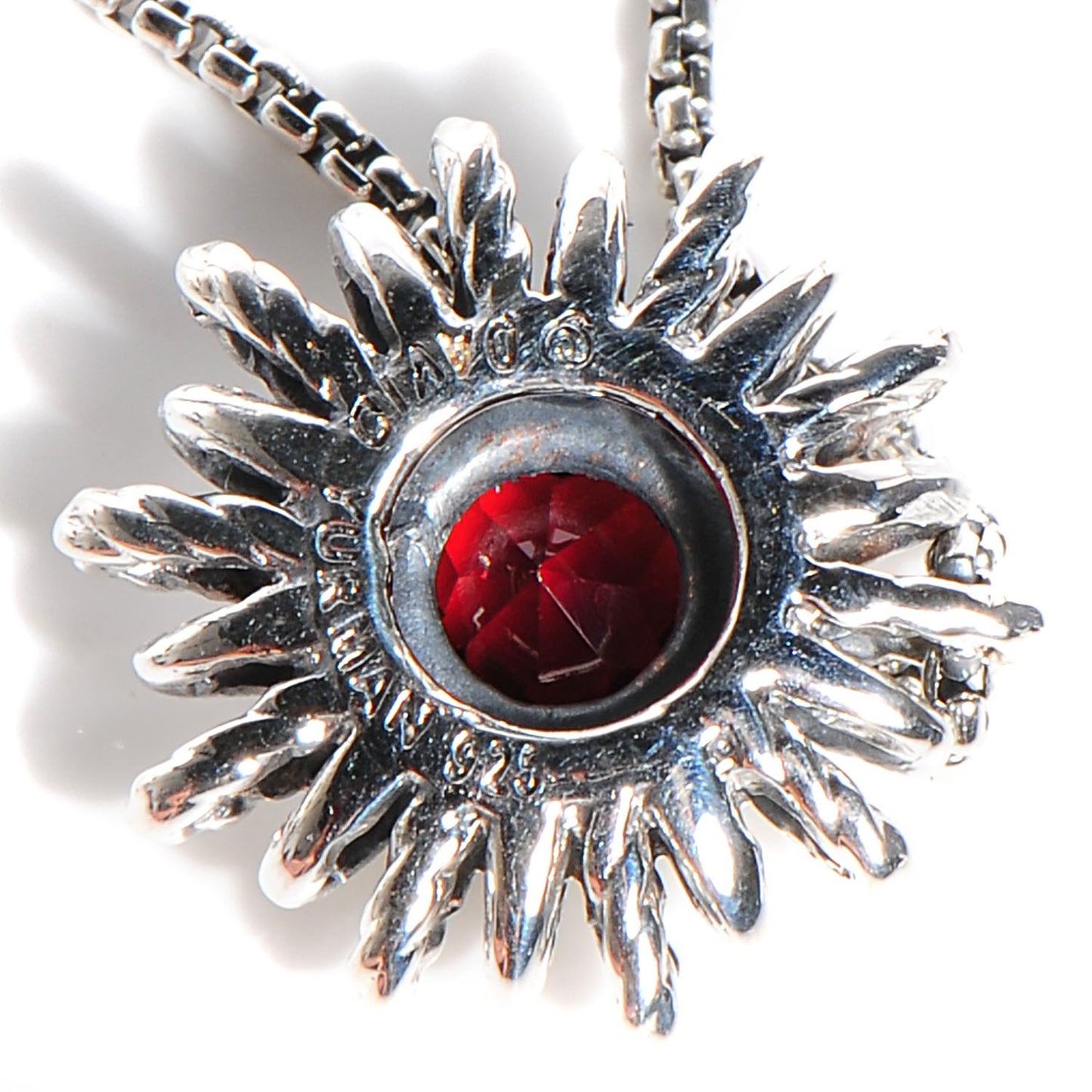 Sterling silver Garnet Starburst Pendant Necklace