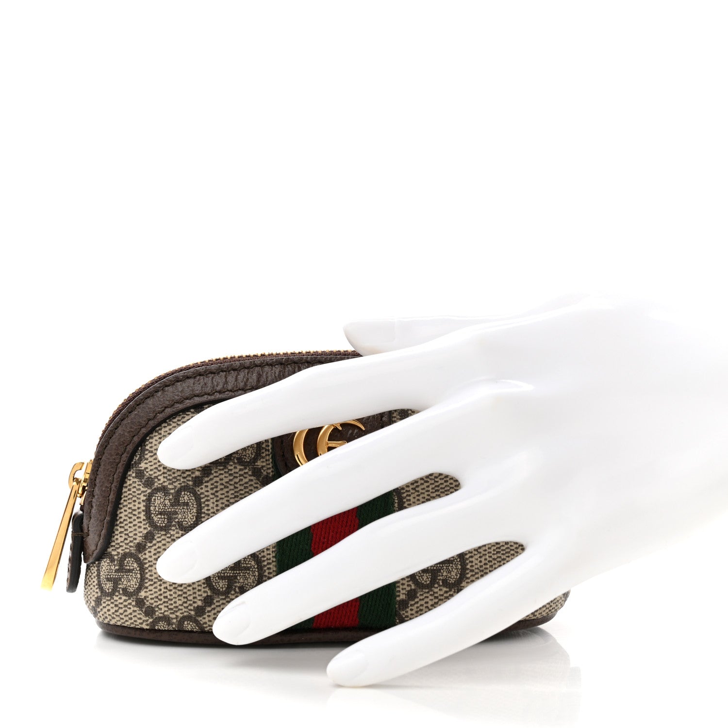 Gucci GG Supreme Monogram Web Ophidia Dome Key Pouch Beige New Acero 2 of 8