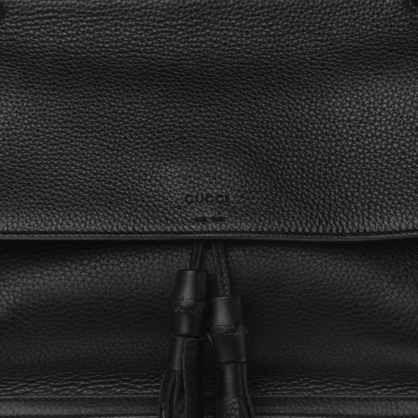 Pebbled Calfskin Medium Bamboo Daily Flap Shoulder Bag Black