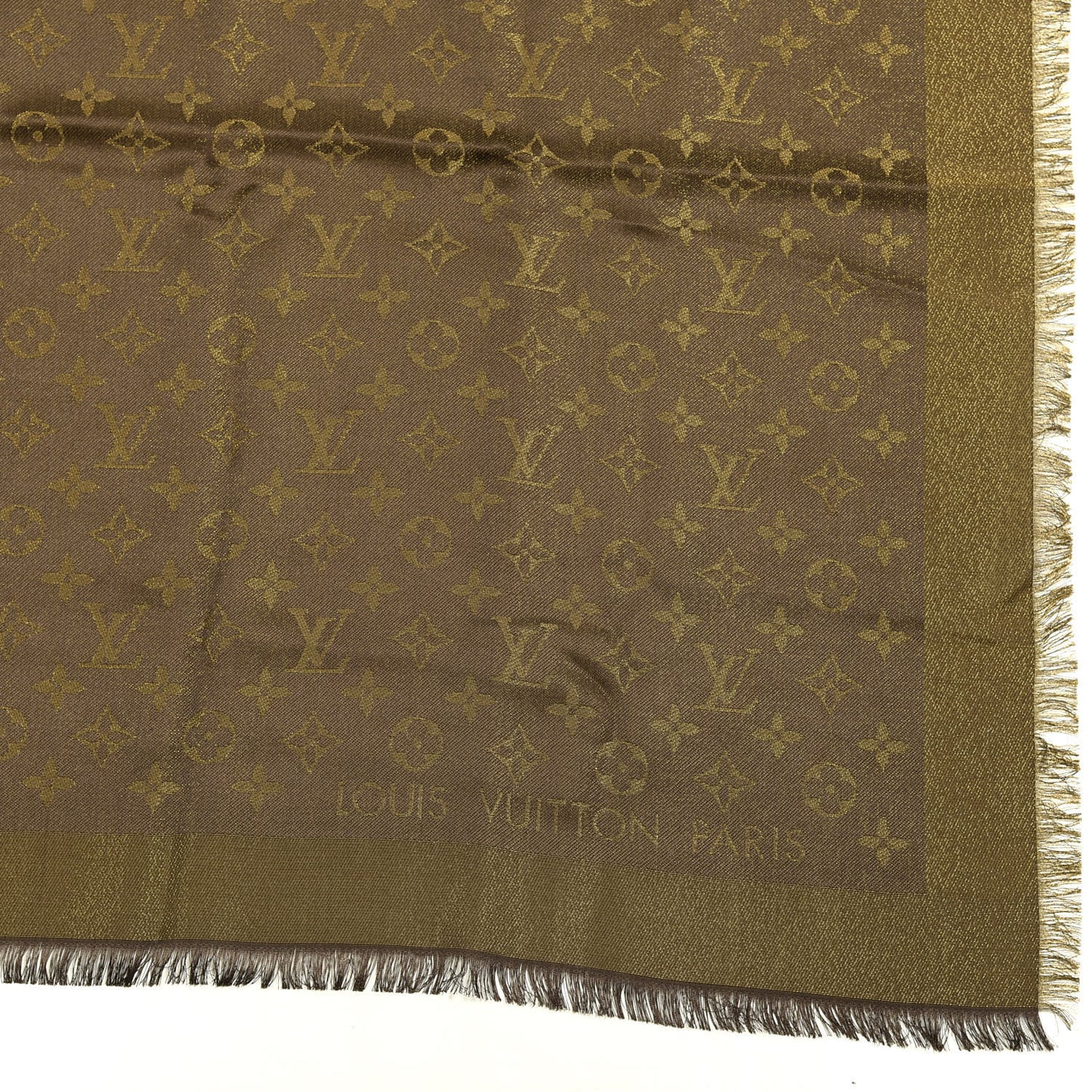 Silk Lurex Wool Monogram Shine Shawl Brown