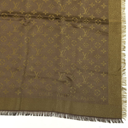 Louis Vuitton Silk Lurex Wool Monogram Shine Shawl Brown 2 of 4