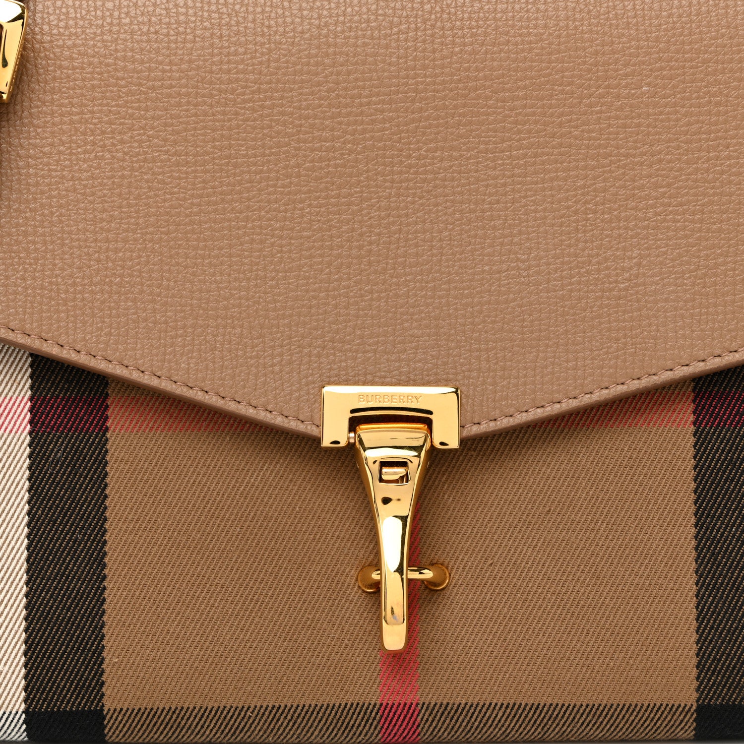 Burberry Derby Calfskin House Check Small Macken Crossbody Bag Camel 8 of 10