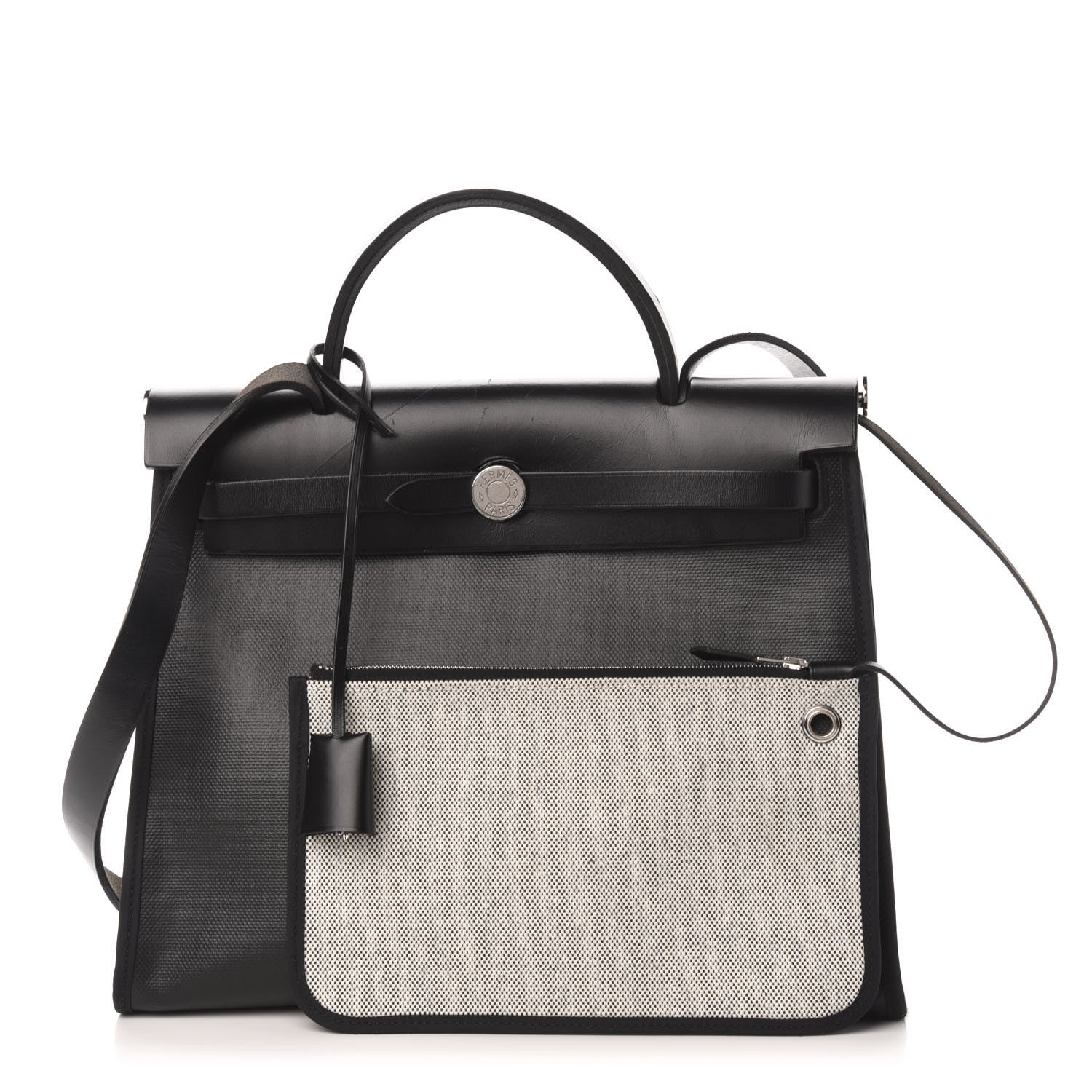 Hermes Toile H Berline Vache Hunter Herbag Zip PM 31 Black Ecru 1 of 15