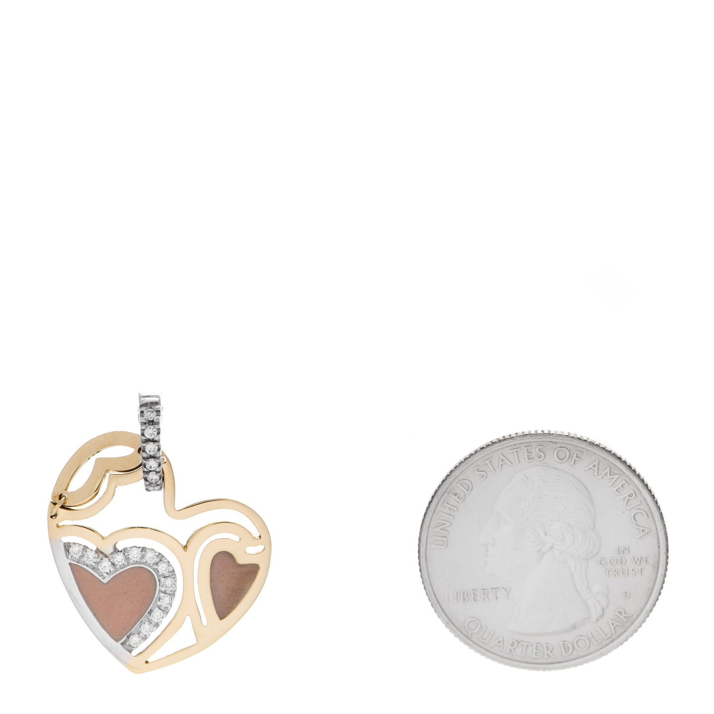 18K Yellow White Gold Diamond Enamel Heart Pendant