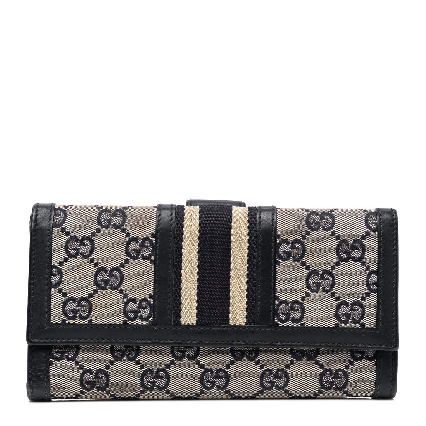 Monogram Vintage Web Continental Wallet Navy Blue