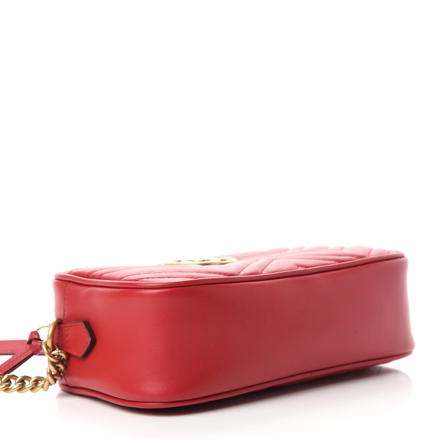 Gucci Calfskin Matelasse Small GG Marmont Chain Shoulder Bag Hibiscus Red 4 of 11