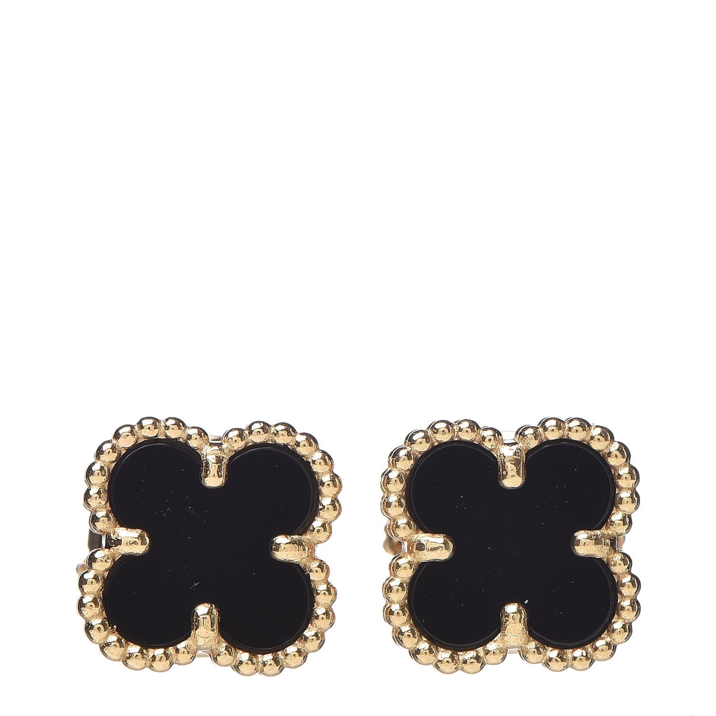 18K Yellow Gold Black Onyx Sweet Alhambra Earrings