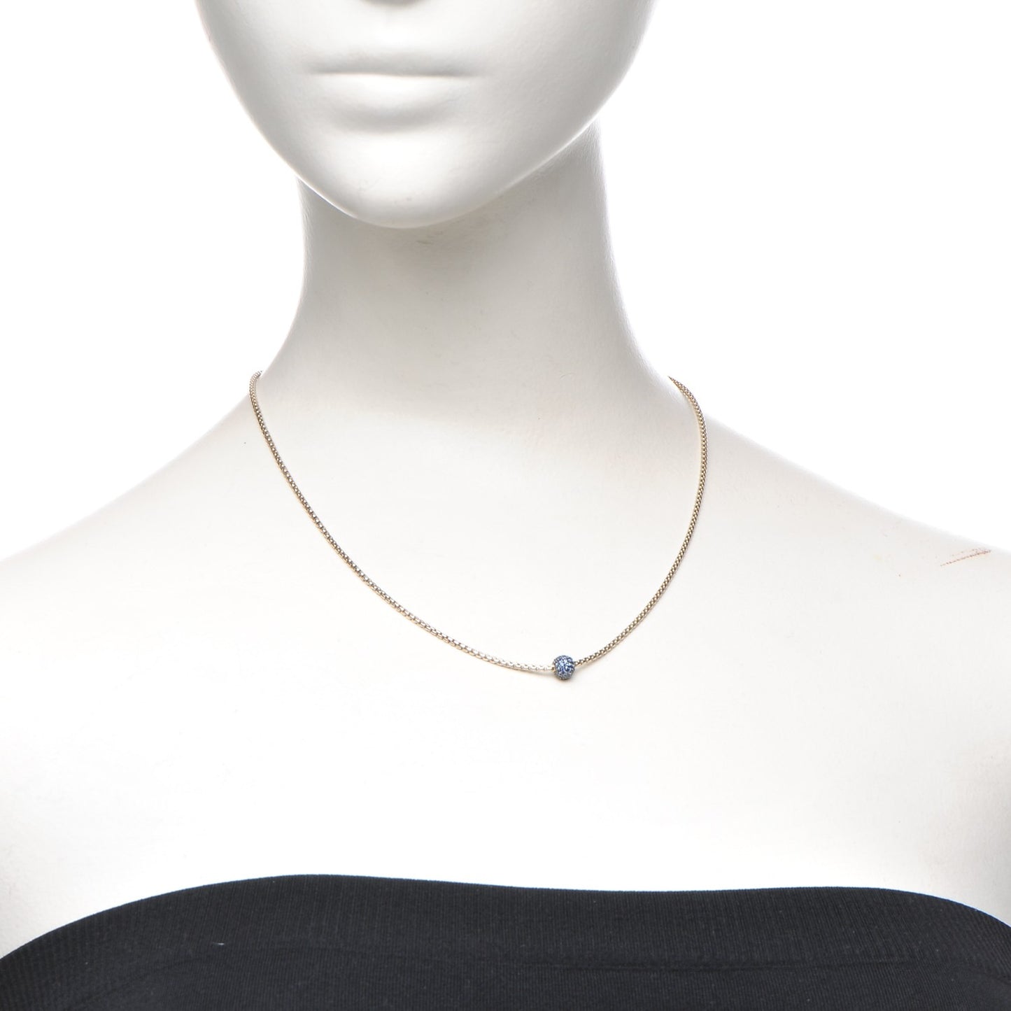 Sterling Silver Blue Sapphire 6mm Petite Pave Necklace