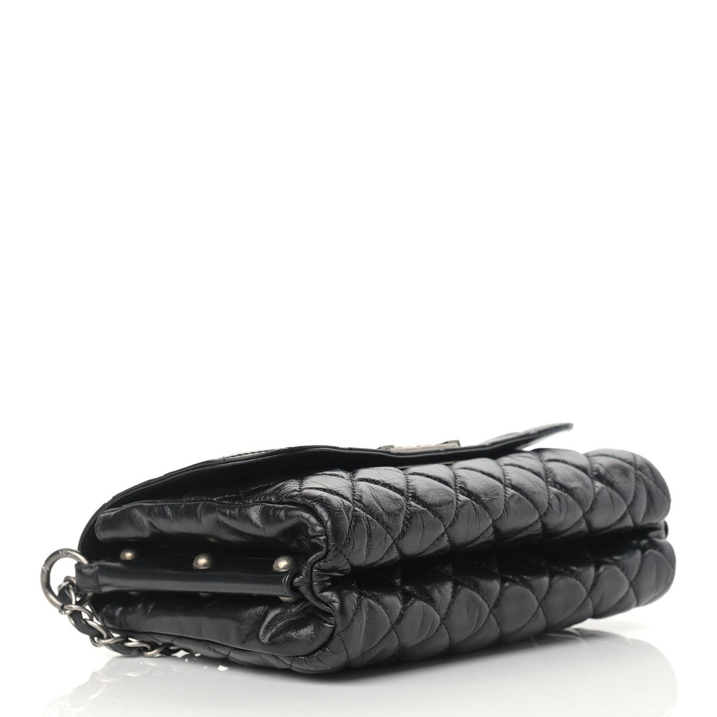 Glazed Calfskin Quilted Soft Boy Flap Black
