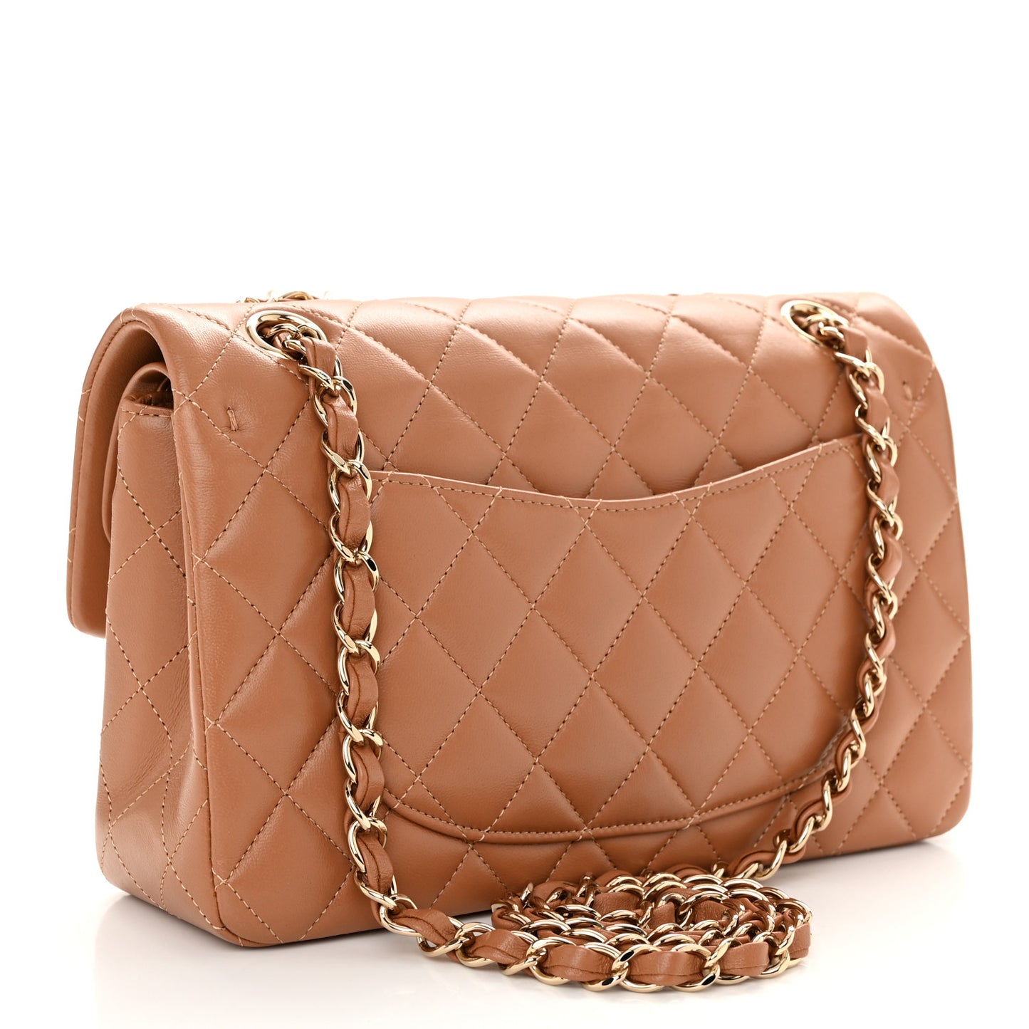 Lambskin Quilted Small Double Flap Brown