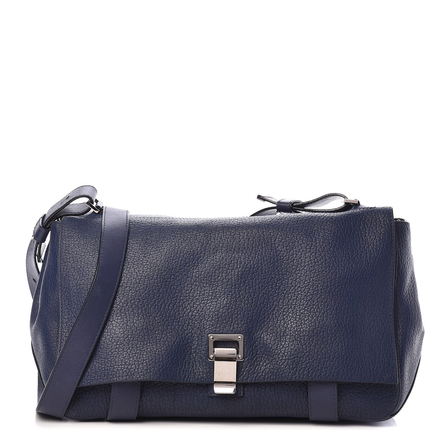 Pebbled Calfskin Double Sided PS Courier Bag Indigo