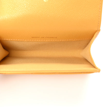 Chanel Caviar Quilted Flap Card Holder Wallet Yellow 5 of 9