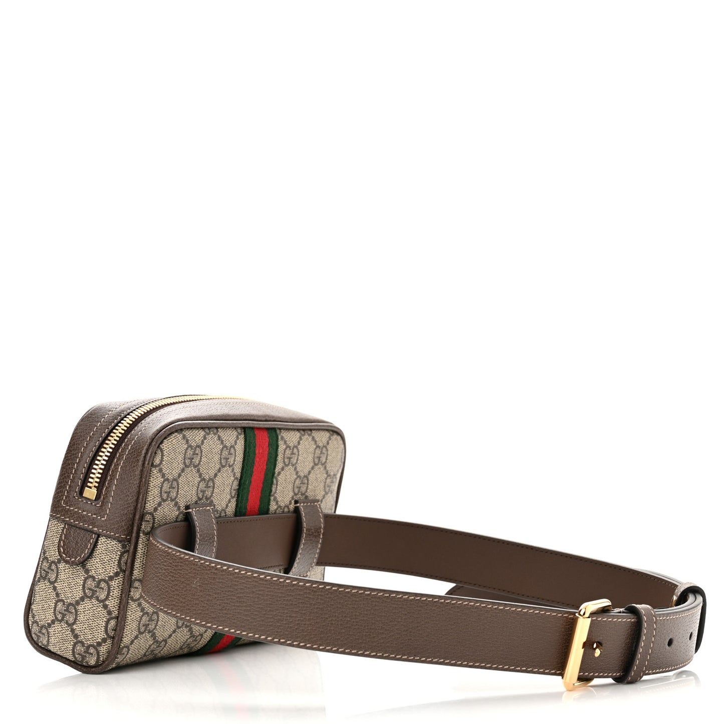 GG Supreme Monogram Web Small Ophidia Belt Bag 85 34 Dark Brown