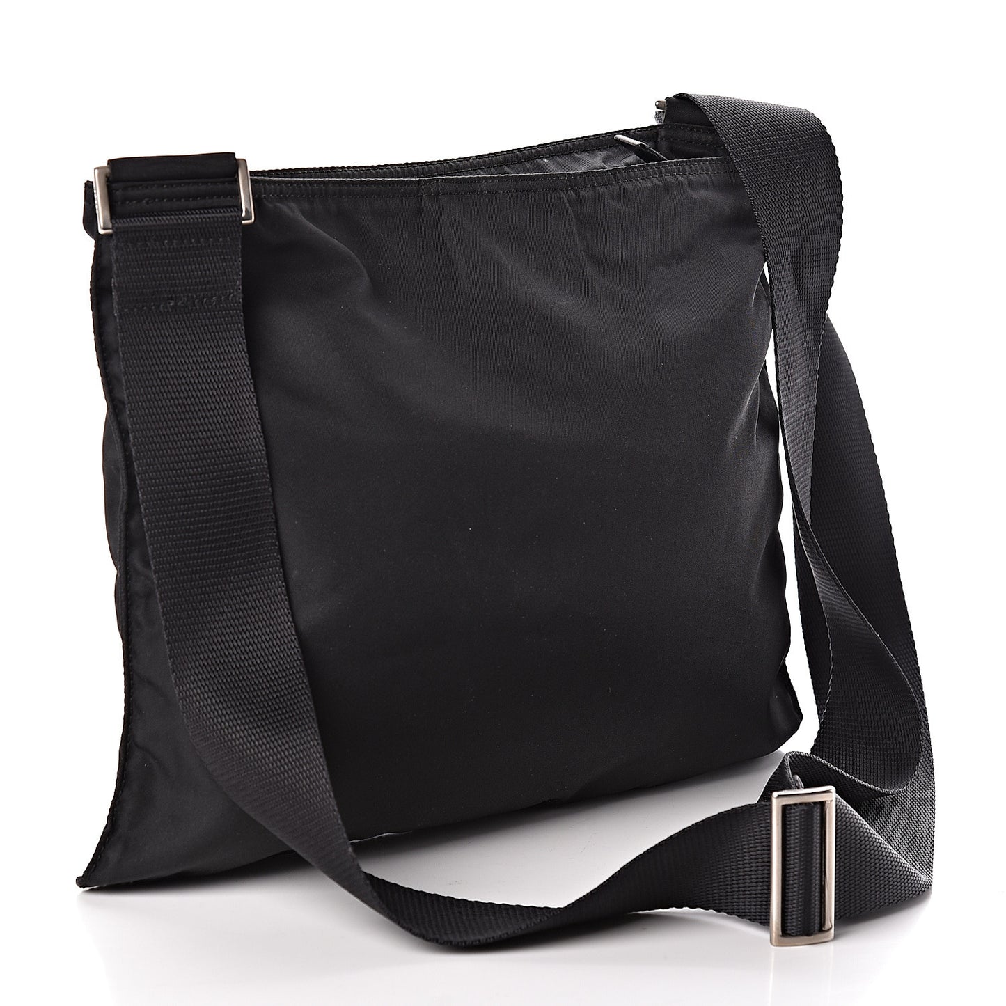 Nylon Flat Messenger Bag Black