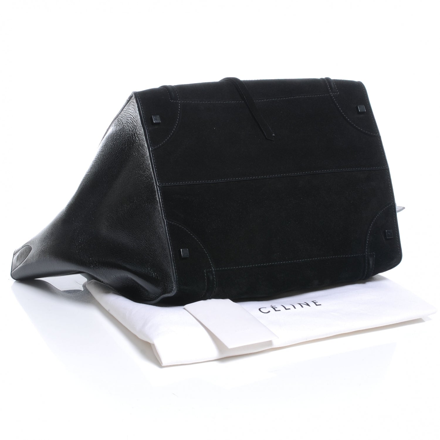 Celine Suede Patent Leather Large Phantom Luggage Black 4 of 8