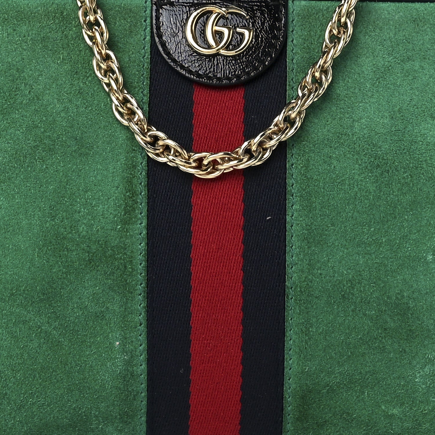 Gucci Suede Patent Web Medium Ophidia Chain Shoulder Bag New Shamarock Black 9 of 15
