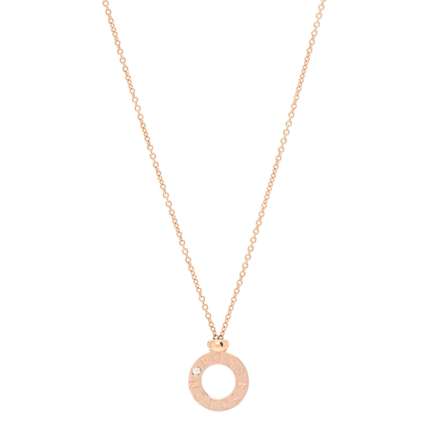 18K Rose Gold Diamond Possession Circle Pendant Necklace