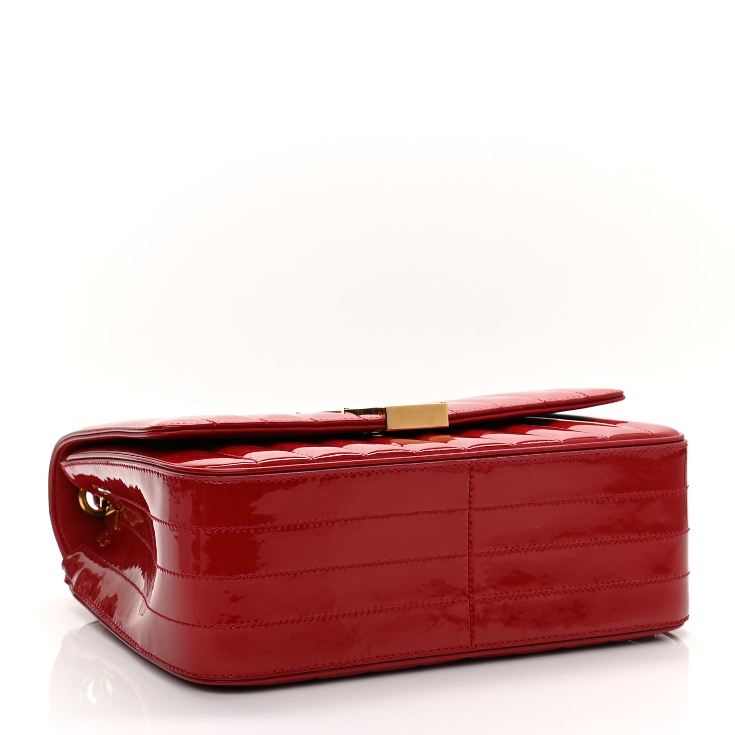 Patent Matelasse Monogram Large Vicky Chain Bag Rouge Eros