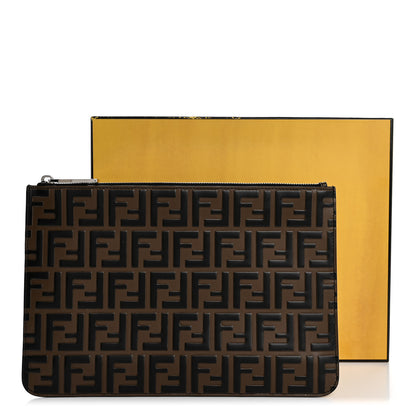 Fendi Vitello Grace FF 1974 Embossed Slim Clutch Black 8 of 8
