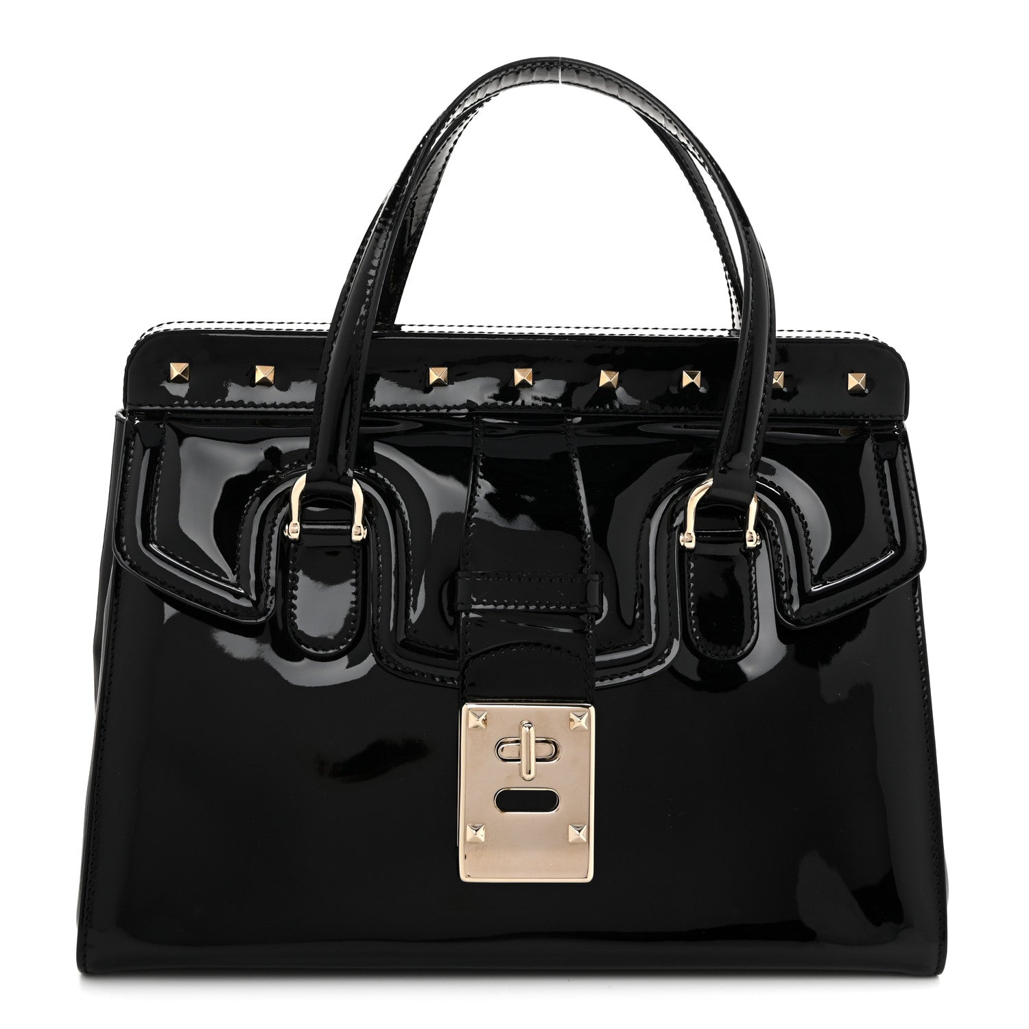 Valentino Garavani Patent Rockstud Tote Black 1 of 13