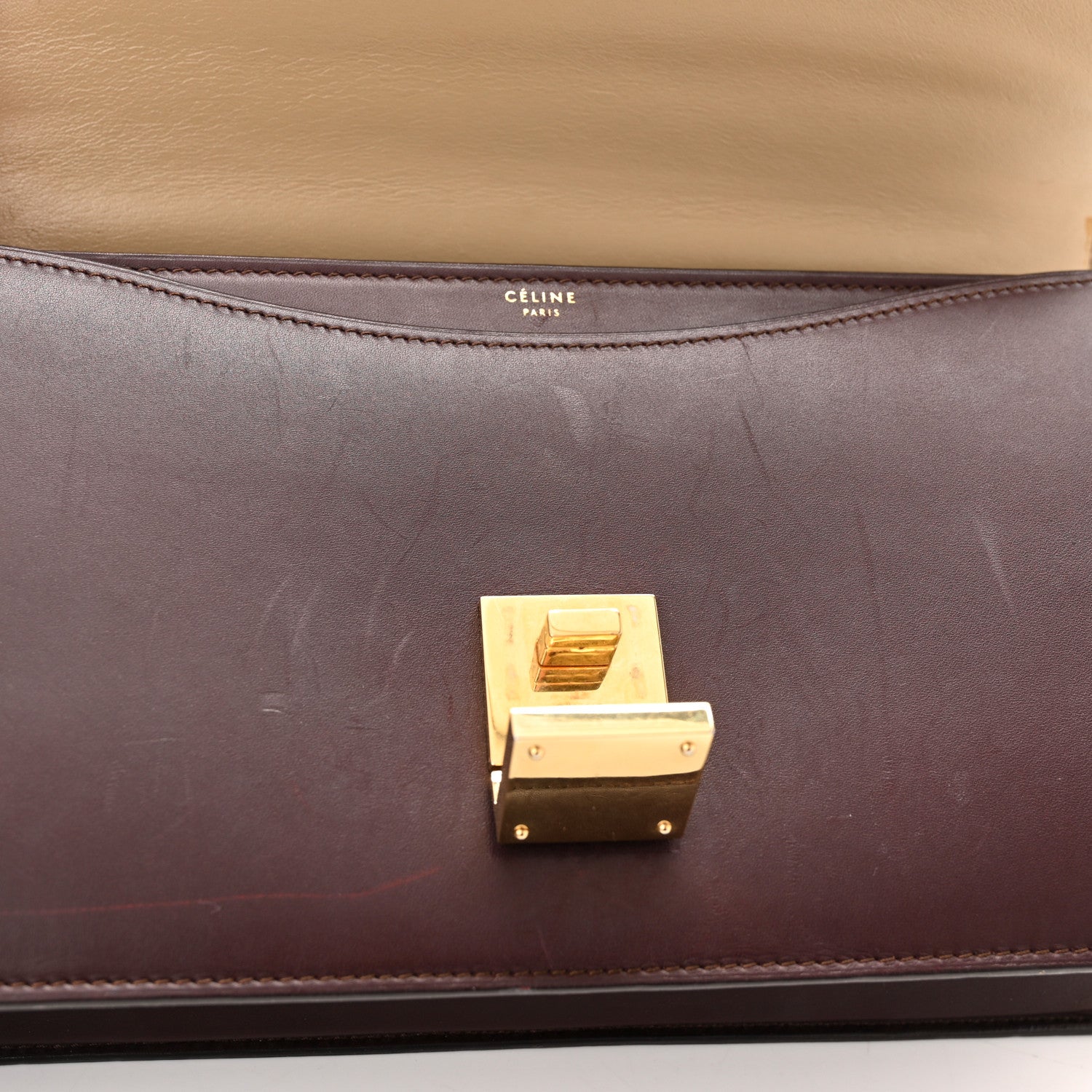 Celine Smooth Calfskin Medium Case Chain Flap Burgundy 11 of 16