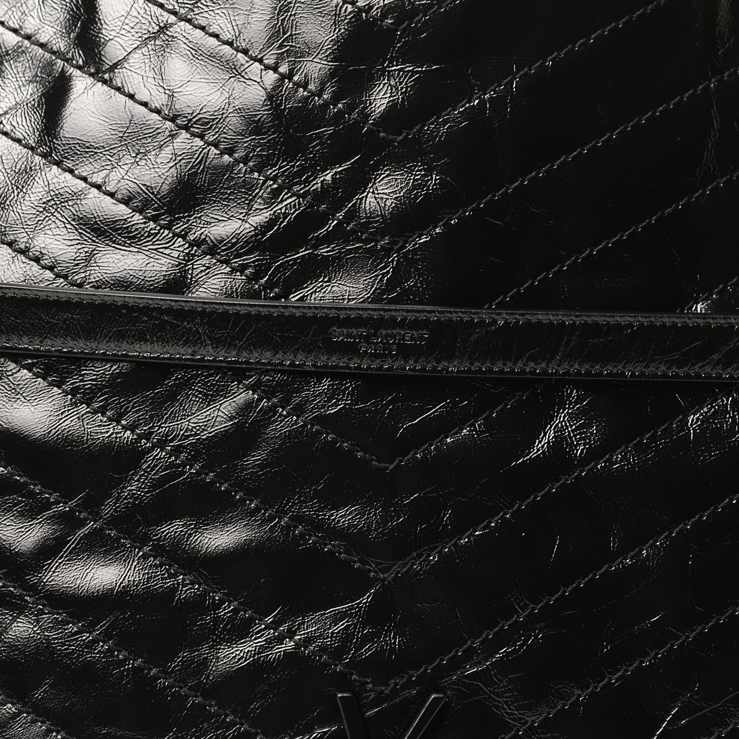 Saint Laurent Crinkled Calfskin Matelasse Monogram Medium Niki Shopper Tote Black 8 of 14