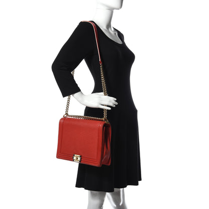 Chanel Lambskin Square Quilted Large Boy Cube Flap Red 2 of 10