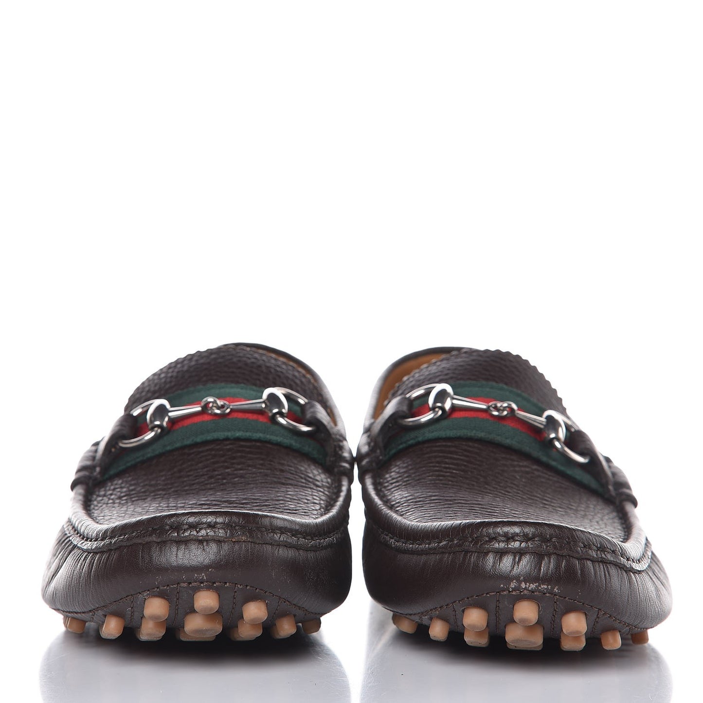 Calfskin Web Mens Horsebit Driver Loafers 9.5 Cocoa