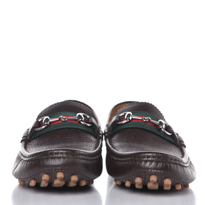 Gucci Calfskin Web Mens Horsebit Driver Loafers 9.5 Cocoa 3 of 13