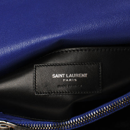 Saint Laurent Sheepskin Matelasse Chevron Monogram Medium College Bag Royal Blue 7 of 7