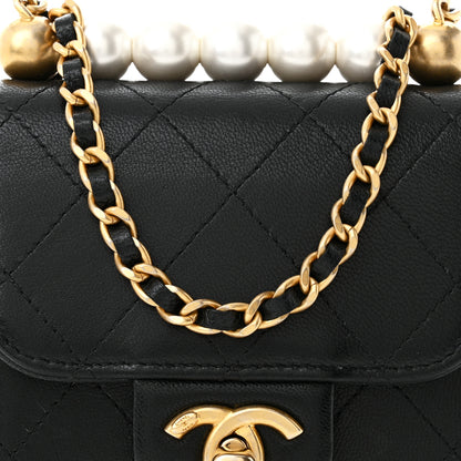 Chanel Goatskin Chic Pearls Clutch On Chain Black 8 of 11