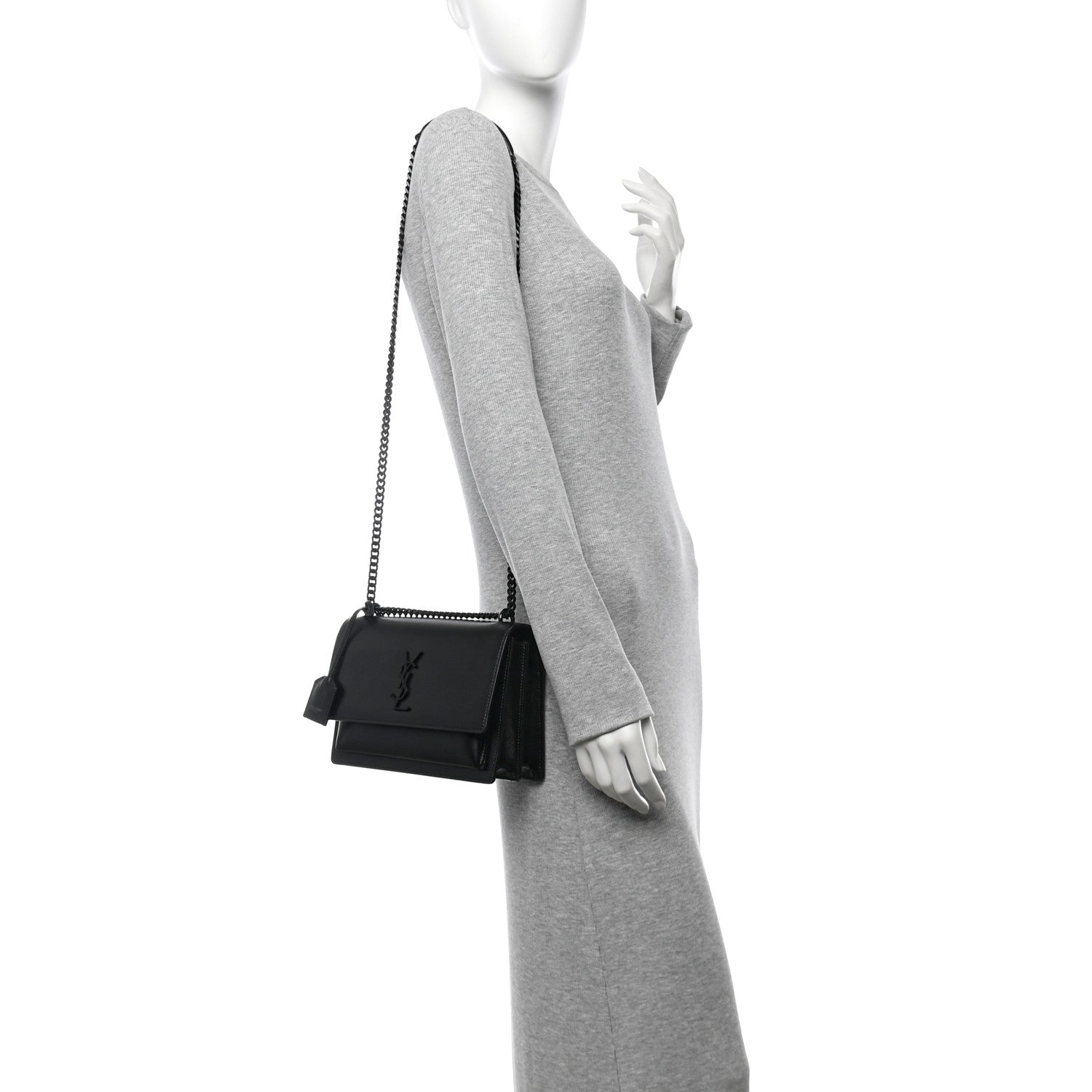 Saint Laurent Calfskin Medium Monogram Monochrome Sunset Black 2 of 10