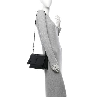 Saint Laurent Calfskin Medium Monogram Monochrome Sunset Black 2 of 10