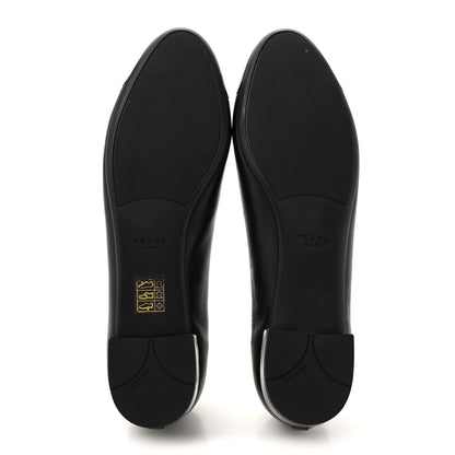 Prada Nappa Vernice Cap Toe Logo Bow Ballerina Flats 40 Black 2 of 5